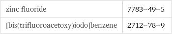 zinc fluoride | 7783-49-5 [bis(trifluoroacetoxy)iodo]benzene | 2712-78-9