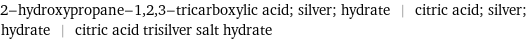 2-hydroxypropane-1, 2, 3-tricarboxylic acid; silver; hydrate | citric acid; silver; hydrate | citric acid trisilver salt hydrate