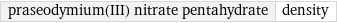 praseodymium(III) nitrate pentahydrate | density