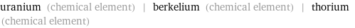 uranium (chemical element) | berkelium (chemical element) | thorium (chemical element)