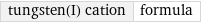 tungsten(I) cation | formula