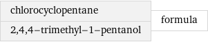 chlorocyclopentane 2, 4, 4-trimethyl-1-pentanol | formula