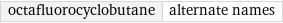 octafluorocyclobutane | alternate names