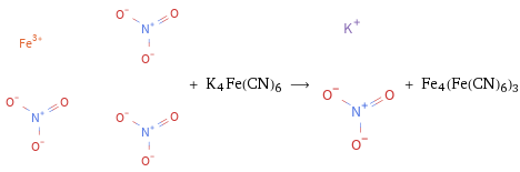  + K4Fe(CN)6 ⟶ + Fe4(Fe(CN)6)3