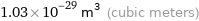 1.03×10^-29 m^3 (cubic meters)