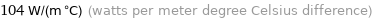 104 W/(m °C) (watts per meter degree Celsius difference)