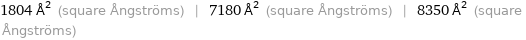 1804 Å^2 (square Ångströms) | 7180 Å^2 (square Ångströms) | 8350 Å^2 (square Ångströms)