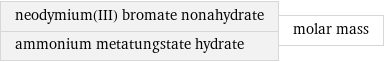 neodymium(III) bromate nonahydrate ammonium metatungstate hydrate | molar mass