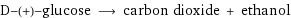 D-(+)-glucose ⟶ carbon dioxide + ethanol