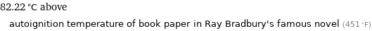 82.22 °C above autoignition temperature of book paper in Ray Bradbury's famous novel (451 °F)