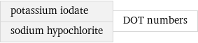 potassium iodate sodium hypochlorite | DOT numbers