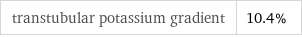 transtubular potassium gradient | 10.4%