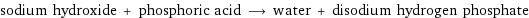 sodium hydroxide + phosphoric acid ⟶ water + disodium hydrogen phosphate