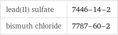 lead(II) sulfate | 7446-14-2 bismuth chloride | 7787-60-2