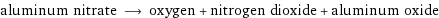 aluminum nitrate ⟶ oxygen + nitrogen dioxide + aluminum oxide