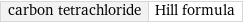 carbon tetrachloride | Hill formula