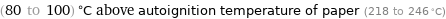 (80 to 100) °C above autoignition temperature of paper (218 to 246 °C)