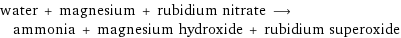 water + magnesium + rubidium nitrate ⟶ ammonia + magnesium hydroxide + rubidium superoxide