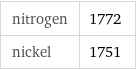 nitrogen | 1772 nickel | 1751