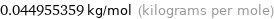 0.044955359 kg/mol (kilograms per mole)