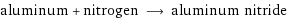 aluminum + nitrogen ⟶ aluminum nitride