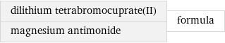 dilithium tetrabromocuprate(II) magnesium antimonide | formula