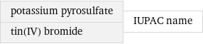 potassium pyrosulfate tin(IV) bromide | IUPAC name