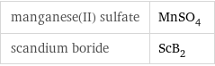 manganese(II) sulfate | MnSO_4 scandium boride | ScB_2