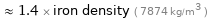  ≈ 1.4 × iron density ( 7874 kg/m^3 )