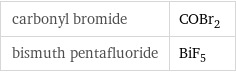 carbonyl bromide | COBr_2 bismuth pentafluoride | BiF_5