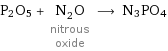P2O5 + N_2O nitrous oxide ⟶ N3PO4