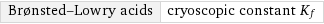 Brønsted-Lowry acids | cryoscopic constant K_f