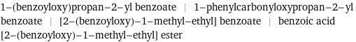1-(benzoyloxy)propan-2-yl benzoate | 1-phenylcarbonyloxypropan-2-yl benzoate | [2-(benzoyloxy)-1-methyl-ethyl] benzoate | benzoic acid [2-(benzoyloxy)-1-methyl-ethyl] ester