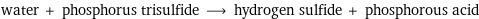 water + phosphorus trisulfide ⟶ hydrogen sulfide + phosphorous acid