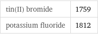 tin(II) bromide | 1759 potassium fluoride | 1812