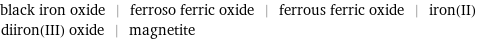 black iron oxide | ferroso ferric oxide | ferrous ferric oxide | iron(II) diiron(III) oxide | magnetite