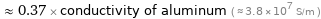  ≈ 0.37 × conductivity of aluminum ( ≈ 3.8×10^7 S/m )