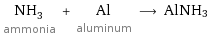 NH_3 ammonia + Al aluminum ⟶ AlNH3