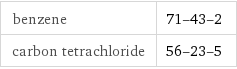 benzene | 71-43-2 carbon tetrachloride | 56-23-5