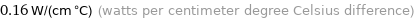 0.16 W/(cm °C) (watts per centimeter degree Celsius difference)