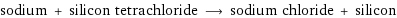 sodium + silicon tetrachloride ⟶ sodium chloride + silicon