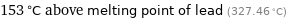 153 °C above melting point of lead (327.46 °C)