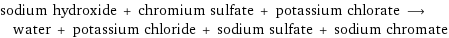 sodium hydroxide + chromium sulfate + potassium chlorate ⟶ water + potassium chloride + sodium sulfate + sodium chromate