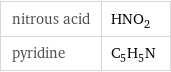 nitrous acid | HNO_2 pyridine | C_5H_5N