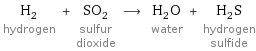 H_2 hydrogen + SO_2 sulfur dioxide ⟶ H_2O water + H_2S hydrogen sulfide