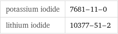 potassium iodide | 7681-11-0 lithium iodide | 10377-51-2