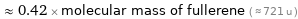  ≈ 0.42 × molecular mass of fullerene ( ≈ 721 u )