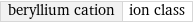 beryllium cation | ion class