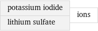 potassium iodide lithium sulfate | ions