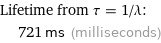 Lifetime from τ = 1/λ:  | 721 ms (milliseconds)